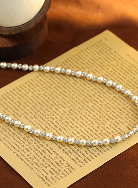 法式爆闪球球珍珠项链气质高级感百搭锁骨链碎银子独特简约颈链潮