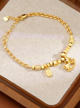 新中式金色碎冰冰小马钱币手链女轻奢高级感手串本命年沙金手饰潮