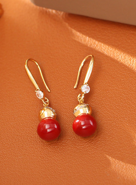 新中式葫芦福禄锆石吊坠项链耳钩招财纳福喜庆高级感锁骨链耳环潮