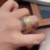 Retro twist full zirconium sparkling square diamond necklace ring high-end light luxury niche versatile simple clavicle chain ring trend