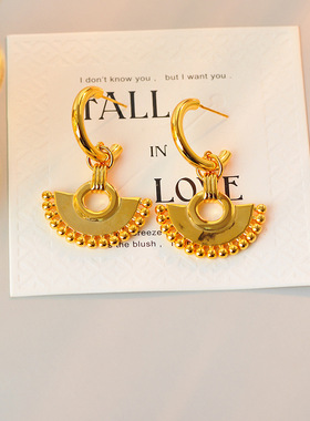 轻奢扇形裙摆吊坠项链耳环优雅高级感气质耳坠锁骨链简约百搭耳钉