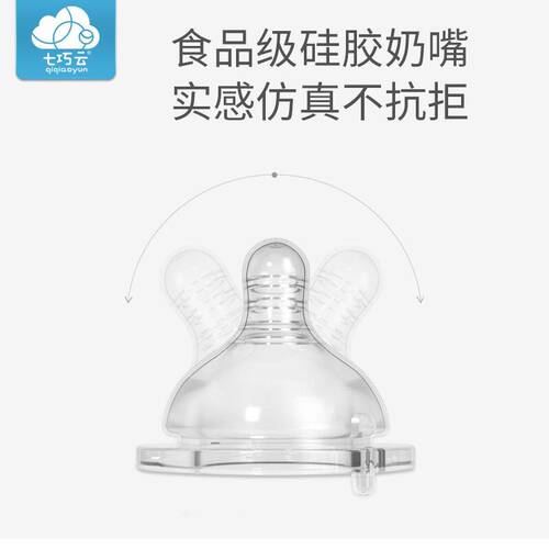 七巧云原装奶嘴SML十字孔优恩通用硅胶奶嘴0-3岁5厘米宽口径通用 - 图1