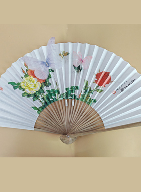 剧目飞花蝶语舞蹈扇子8寸宣纸油竹折扇可以挂穗子