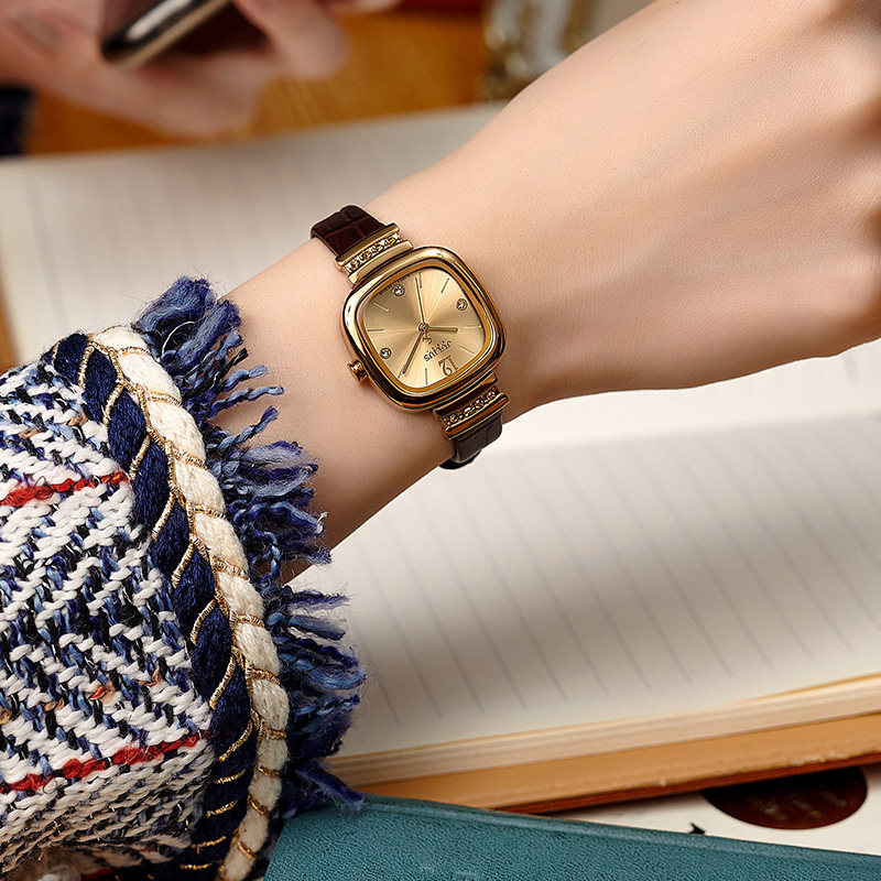 聚利时正品女士复古简约气质方糖 julius聚利时盈硕日韩腕表