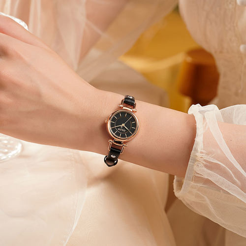 聚利时手表女款官网2025新款正品复古小圆表学生皮带石英防水女表 - 图2