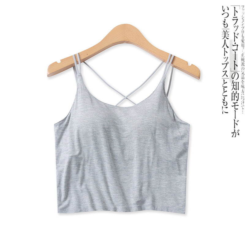 美背内衣春季新款外贸女装亲肤一体海绵胸垫后交叉吊带文胸17720