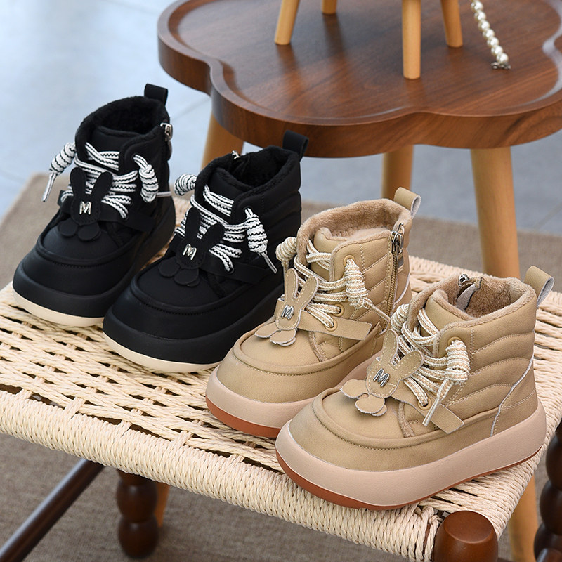 儿童雪地靴冬季加厚保暖女童短靴2025新款防滑靴子女孩加绒大棉靴,淘宝优惠券,粉丝福利购,淘宝优惠卷