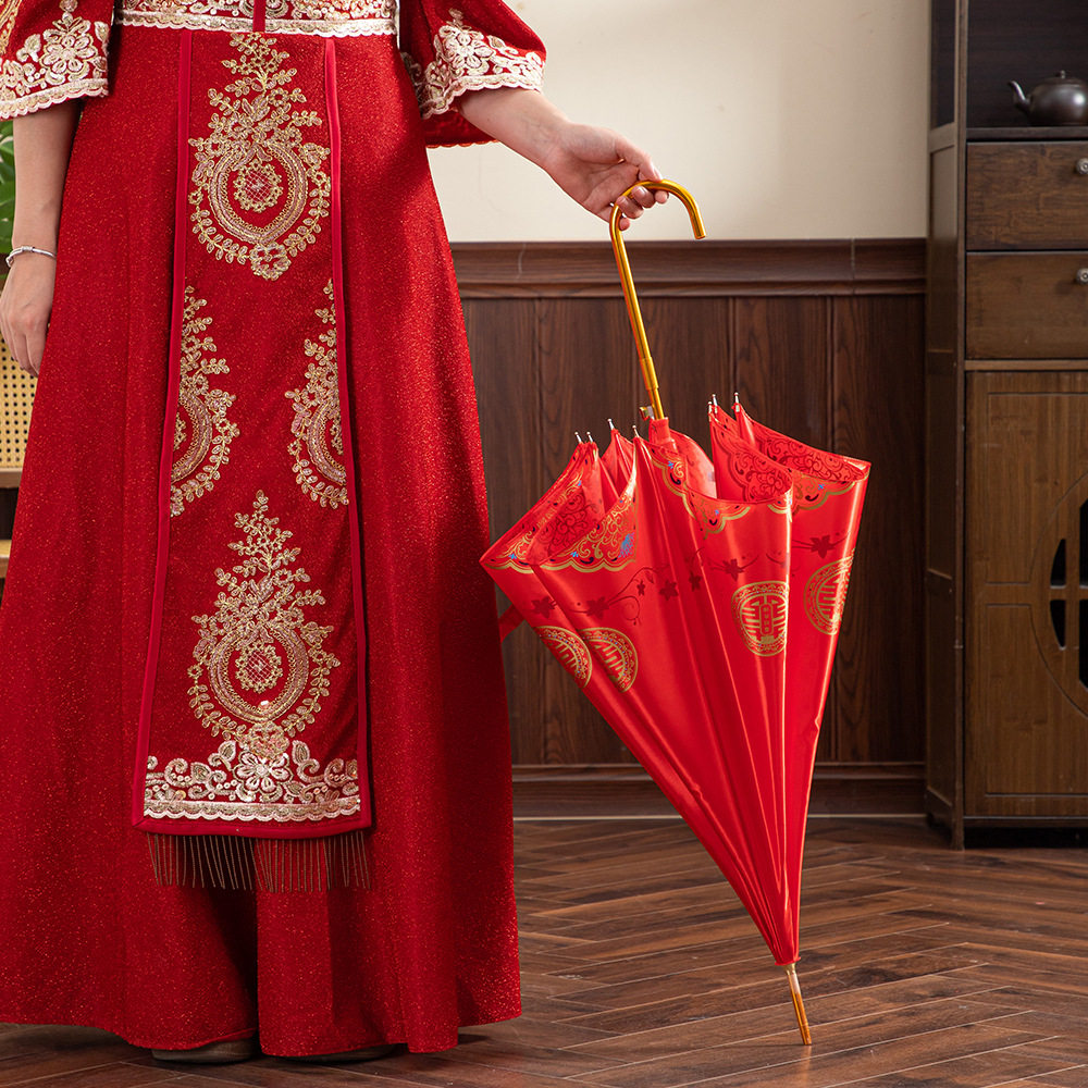 DUOBAO结婚雨伞新娘伞新中式风拍照大红色蕾丝伞一对高级接亲婚伞,淘宝优惠券,粉丝福利购,淘宝优惠卷