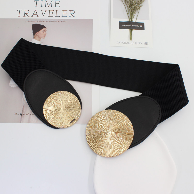 皮草腰封女装饰宽连衣裙收腰毛衣大衣弹力松紧欧美金属束腰带黑色,淘宝优惠券,粉丝福利购,淘宝优惠卷