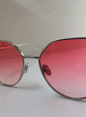 银色合金个性猫眼太阳镜女墨镜粉红色镜片