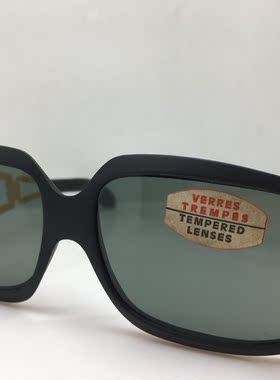 VINTAGE 69 年左右 女 厚实黑框太阳镜 墨镜玻璃镜片 来自法国