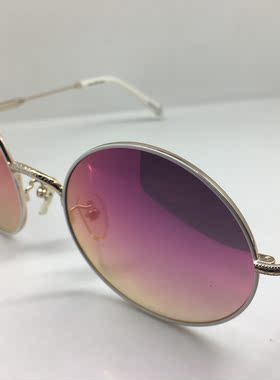 Helen Keller H8348-P11白色金色圆框太阳镜复古男女通用墨镜