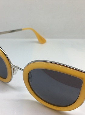 银色猫眼太阳镜女墨镜黄色板材内嵌