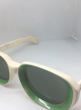 70年代意大利产白色绿色手工板材太阳镜墨镜玻璃镜片