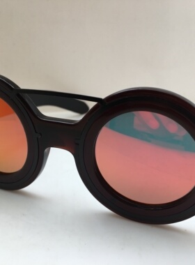 CAST复古圆框深红棕色板材框太阳镜墨镜男女通用