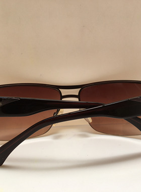 policeS8371褐色合金方形半框太阳镜墨镜意大利