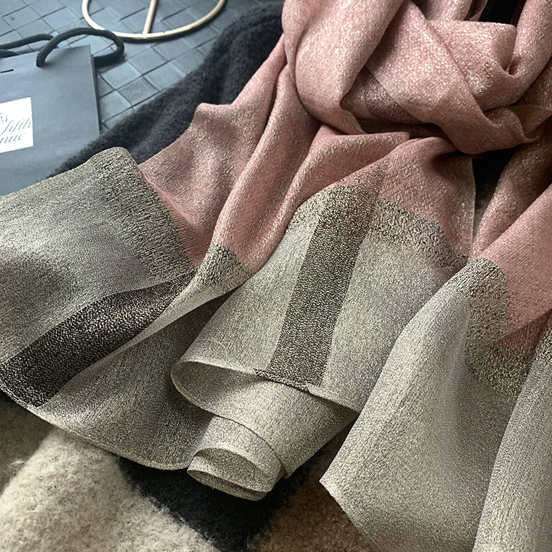 新款丝巾女秋季百搭纯色菱形格真丝金线纱巾妈妈旗袍披肩围巾春秋,淘宝优惠券,粉丝福利购,淘宝优惠卷