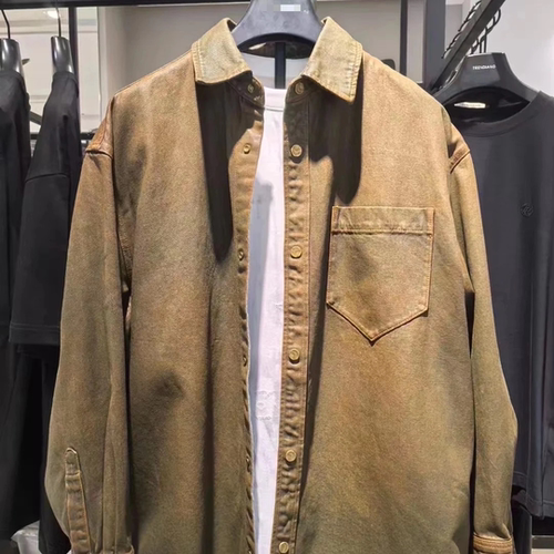 商场款秋季男士复古金属感牛仔夹克衬衫牛仔裤套装10200/X3 - 图2