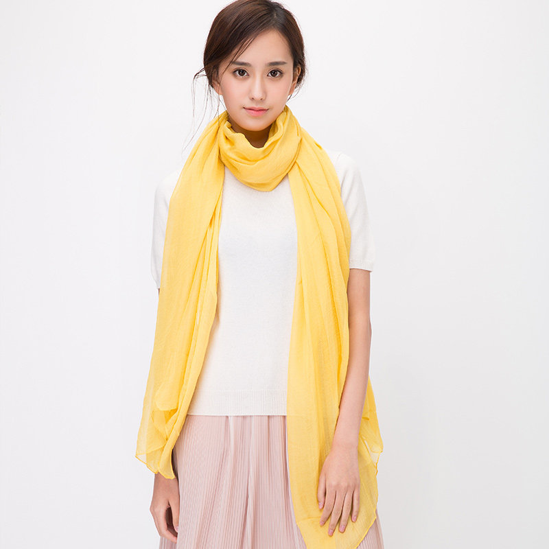 长款纯色丝巾围巾披肩纱巾百搭女薄款大春秋冬款洋气时尚妈妈夏季 - 图2