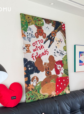TaoMu客厅沙发背景墙装饰画手工diy治愈系软装挂画玄关大幅落地画
