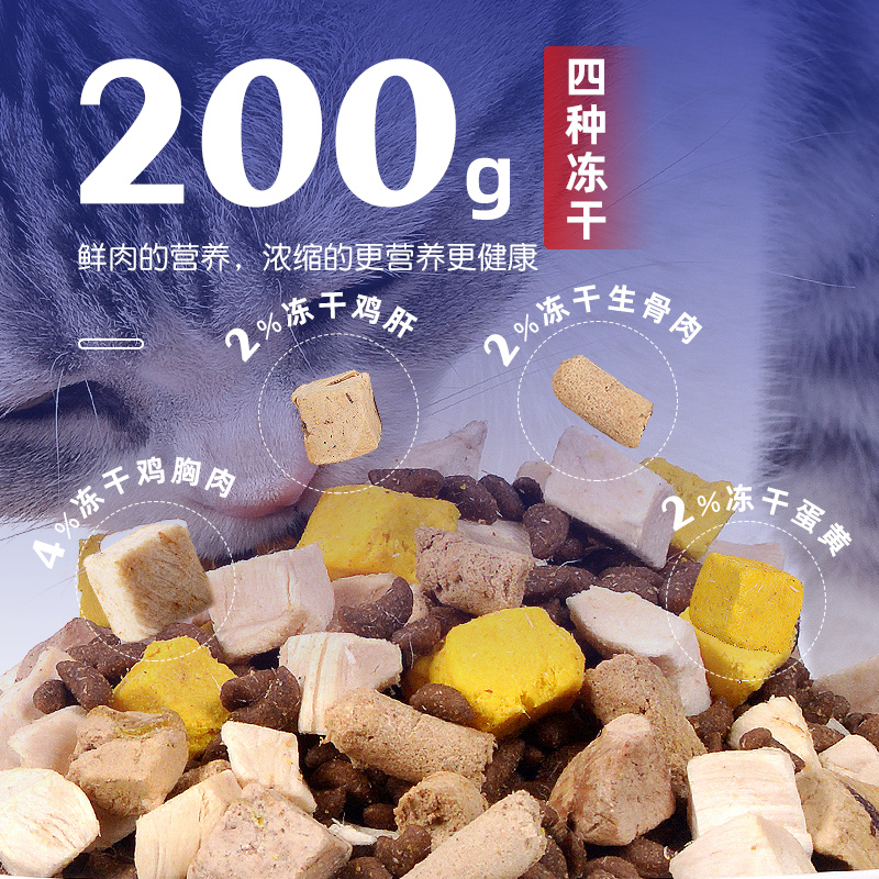 伊萨游猎民族冻干五拼无谷猫粮成猫幼猫营养增肥全价宠物主粮2kg - 图2