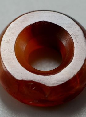 高古红玛瑙小环子商周文化期大孔古珠吊坠古玉标本古董收藏品放漏