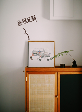 定制照片客厅沙发背景挂画转手绘