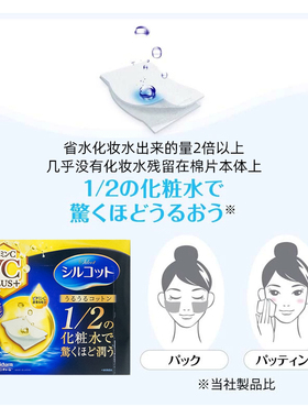 日本原装进口尤妮佳unicharm化妆棉二分之一湿敷省水薄40枚