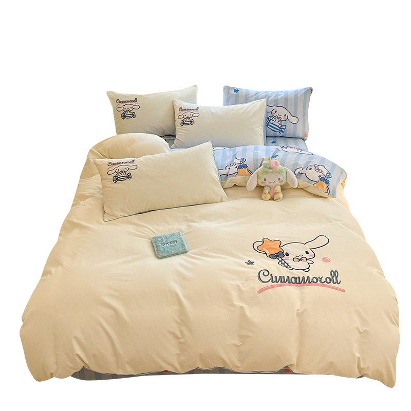 全棉四件套纯棉磨毛卡通宿舍床上三件套床单被套三丽鸥儿童床品,淘宝优惠券,粉丝福利购,淘宝优惠卷