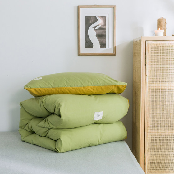 Pure cotton washed quilt cover skin-friendly solid color for sleeping naked