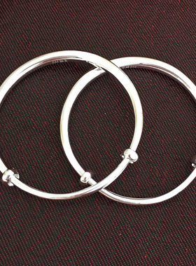 足银999手镯纯银生肖龙蛇马宝宝婴儿周岁满月新生儿铃铛脚镯送礼