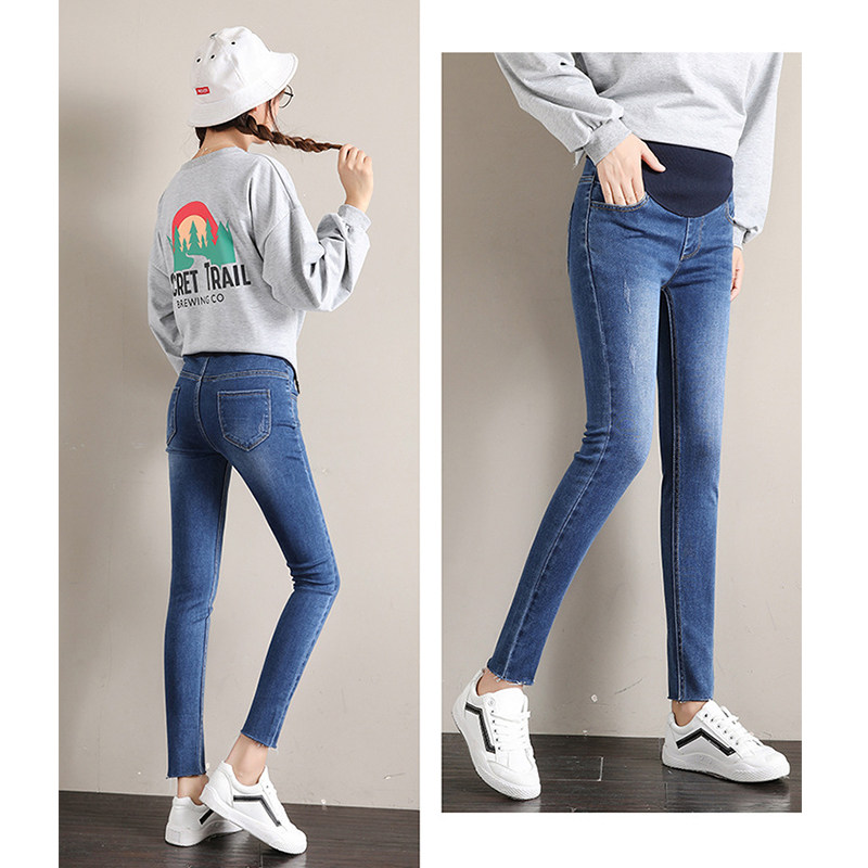 2020秋装外穿孕妇托腹休闲牛仔裤 量亮母婴孕妇直筒裤