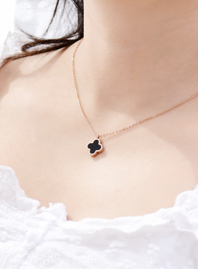 四叶草韩版饰品玫瑰金钛钢锁骨链