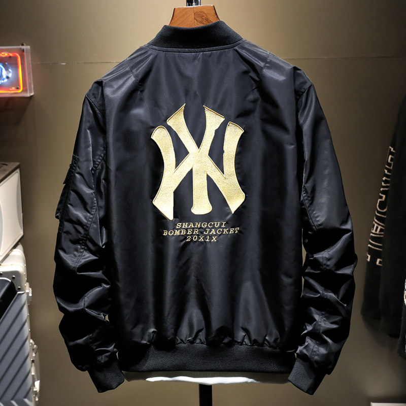 春秋款飞行员刺绣休闲男棉衣棒球服 摩帝尼克夹克