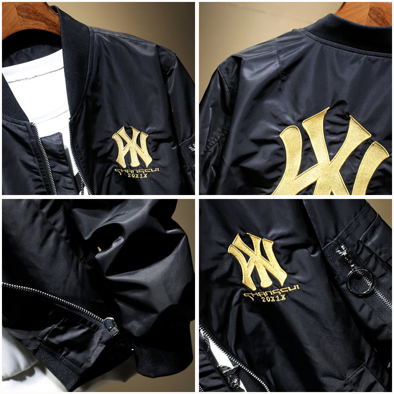 春秋款飞行员刺绣休闲男棉衣棒球服 摩帝尼克夹克