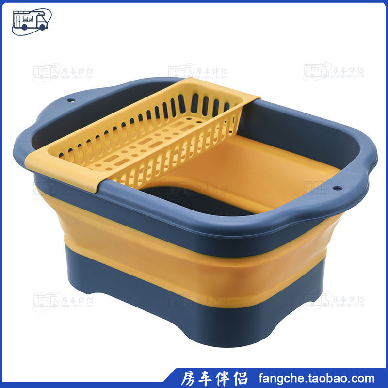 [房车伴侣]折叠双层洗菜盆厨房方形洗碗架洗菜篮水果篮伸缩沥水篮,淘宝优惠券,粉丝福利购,淘宝优惠卷