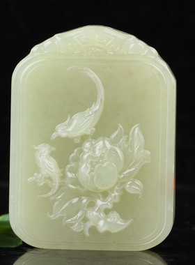 天然籽料羊脂白玉竹子吊坠