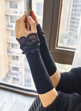 精梳棉短款保暖袖套女搭婚纱礼服加厚手臂袖套蕾丝花边针织假袖子