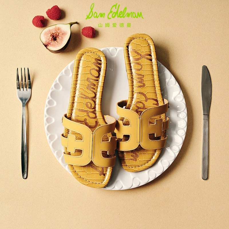 虞书欣同款SAM EDELMAN马卡龙色系夏低跟外穿沙滩一字拖女BAY,淘宝优惠券,粉丝福利购,淘宝优惠卷