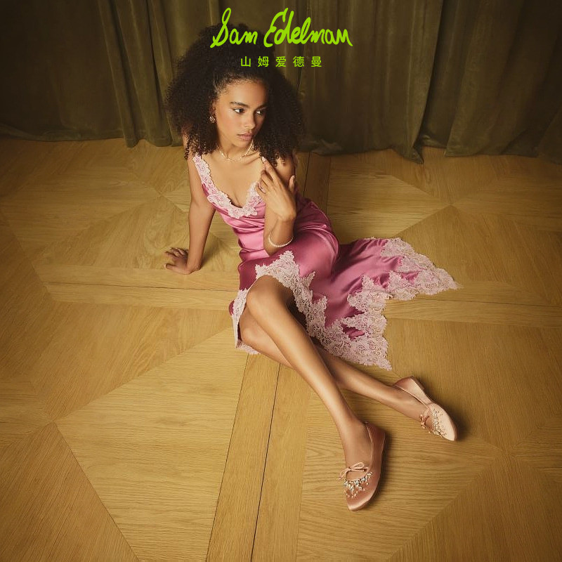 SAM EDELMAN山姆爱德曼26春新水钻饰玛丽珍芭蕾舞蝴蝶结单鞋粉AMY,淘宝优惠券,粉丝福利购,淘宝优惠卷