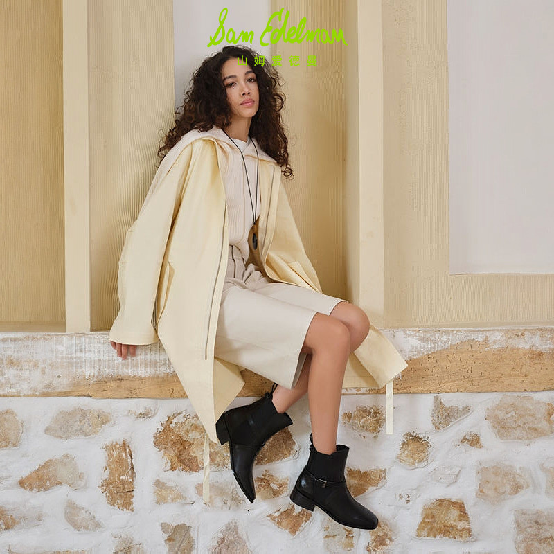 SAM EDELMAN山姆爱德曼冬新皮带扣方头粗跟切尔西短靴女TANNER,淘宝优惠券,粉丝福利购,淘宝优惠卷