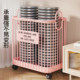 Yoga mat storage basket with wheels for movable fitness equipment
