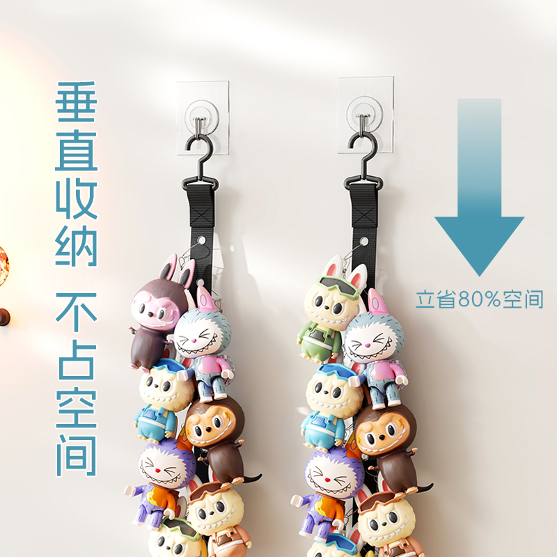 Labubu娃娃收纳挂带墙上拉布布玩偶神器迪士尼毛绒盲盒挂件展示架 - 图2