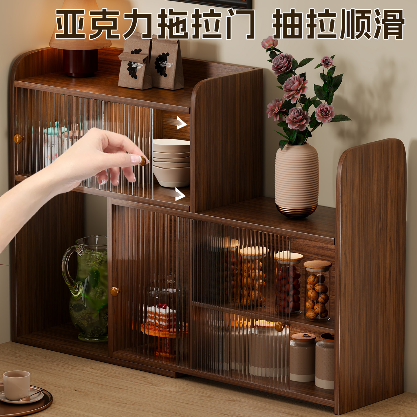 桌面可伸缩多层化妆品收纳盒香水面膜防尘置物柜梳妆台面水杯架子 - 图2