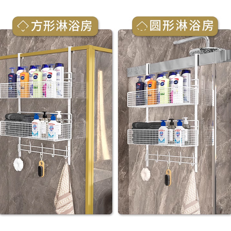 淋浴房挂架挂钩置物架浴室挂篮冲凉房玻璃门卫生间免打孔毛巾架子-图0