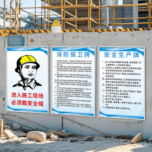 施工现场五牌一图工地安全标识牌文明施工警示牌工程概况告示牌建筑工地管理规章制度消防标示牌环境保护墙贴 - 图0