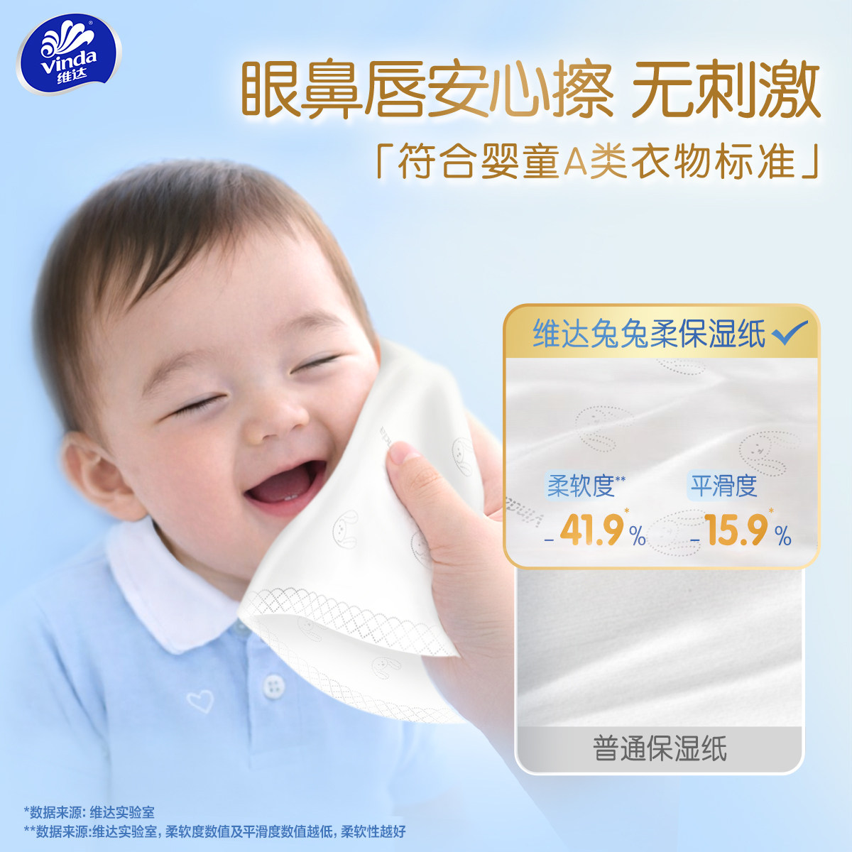 维达兔兔柔婴儿柔纸巾擦鼻子鼻敏乳霜纸抽纸宝宝专用云柔巾保湿纸