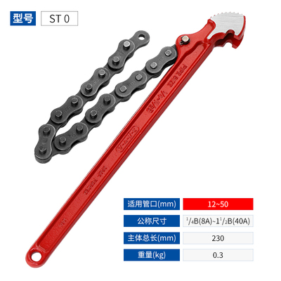 进口日本世霸链条扳手ST0/1/1L/1.5/2/2L/2.5/3/3L/4链条钳管道钳-图2