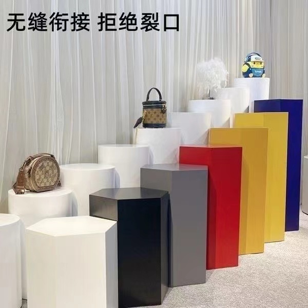 商业定制木质烤漆六边形展示台实物手办模型展示柜服装橱窗展示台 - 图3