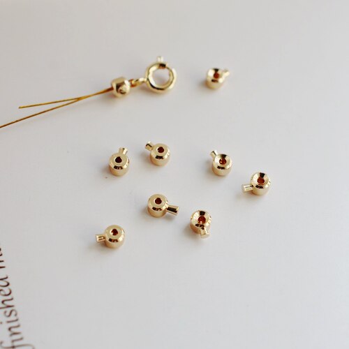 14K包金镀金保色高压锅定位珠钢丝线收尾定位扣diy手工串珠固定扣 - 图1